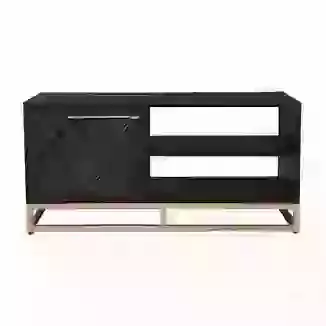 Black Reclaimed Wood TV Unit or Coffee Table with Gold Frame